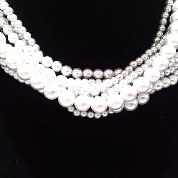 Vintage Multi Strand Dove Gray Faux Pearl Twisted Necklace - Picture 5 of 7